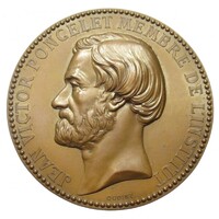Franciaország,Eugéne André Oudiné: Jean Victor Poncelet matematikus 1867 EF+ bronz 59.40g50mm