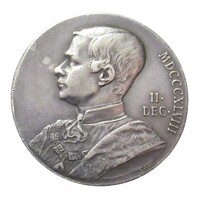 Ausztria,Anton Scharff: Ferenc József uralkodásának 50. évfordulójára emlékérem 1898 EF+ ezüst 7.85g25mm