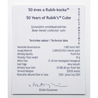 Magyarország,3000 forint 2024 P - 50 éves a Rubik-kocka - Certifikáció