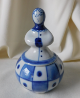 Gzsel porcelándoboz lányfigurával