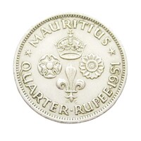 Mauritius,1/4 rupee 1951 EF nikkel