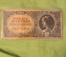 Tízezer Milpengő Budapest, 1946. Április hó 29-én. 10.000 Milpengő.  Szép,megkímélt állapotban