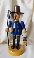 Alabárdos emberke lámpással - fából készült vintage német figura 14.5 cm