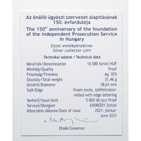 Magyarország,10000 forint 2021 PP - 150 éves az Ügyészség - Certifikáció