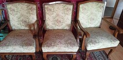 3db neobarokk stílusú, tömörfa karosszék - szép állapotban eladó