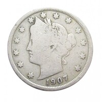 USA,Liberty V nickel 1907 F nikkel