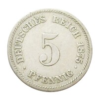 Németország,5  pfennig 1875 F F nikkel