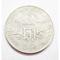 Ausztria,1 corona 1908 - Uralkodási évforduló EF+ ezüst 5g835