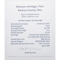 Magyarország,20000 forint 2024 PP - Baranya vármegye Pécs - Certifikáció