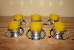 Pálinkás pohár készlet (6 db), alátéttel, RETRO