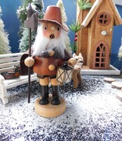 Alabárdos emberke lámpással - fából készült vintage német figura 14.5 cm