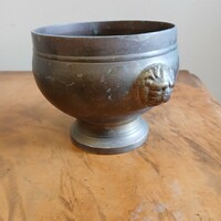 Pazar antik oroszlános réz kaspó (9,7x14 cm)