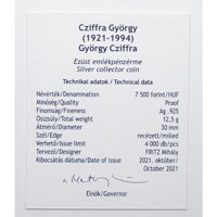 Magyarország,7500 forint 2021 PP - Cziffra György - Certifikáció