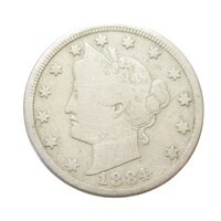 USA,Liberty V nickel 1884 F nikkel