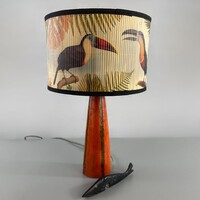 Retro narancs–fekete kerámia asztali lámpa – jelzett, felújított- 795