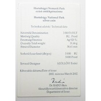 Magyarország,3000 forint 2002 - Hortobágyi Nemzeti Park - Certifikáció