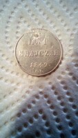 Magyarország ezüst Hat Krajczár 1849 N.B.! Korabeli lyuk korabeli javítással!