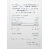 Magyarország,2000 forint 1996 - Honfoglalás - Certifikáció