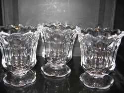 Antik EAPG amerikai nyitott kanáltartó, mécsestartó talpas kehely 3 db egyben eladó