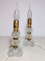 Mid Century Üveg kristály lámpa párban 1970 ALKUDHATÓ