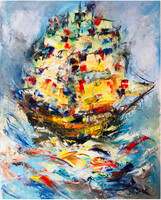 Bolygó hollandi sorozat art by Konrad Biro 50x40 cm olaj, farost.A festmény magáért beszél!