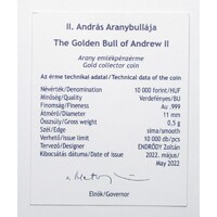 Magyarország,10000 forint 2022 - II. András Aranybullája - Arany - Certifikáció