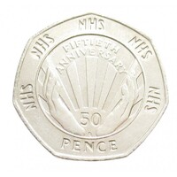 Egyesült Királyság,50 pence 1998 - NHS - Nemzeti Egészségügyi Szolgálat aUNC+ nikkel