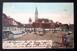 Medgyes Főtér vásár 1905 képeslap