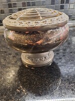 Nagyméretű angol ezüstözött potpourri illatosító tartó