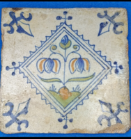 Antik holland Delft csempe tulipánnal 1650 körül