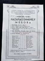Mosoni Vitézek és a Frontharcos szövetség hazafias ünnepély műsora 1935.
