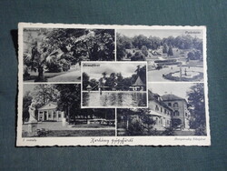 Képeslap,Harkány,gyógyfürdő,strand,park,Benyovszky szálló,Barasits Bp. kiadás,1938-