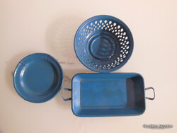 JÁTÉK EDÉNY - 3 db - FRANCIA - FÉM  - 11 x 5,5 cm - 7 x 2 cm - 6,5 cm - RÉGI - HIBÁTLAN