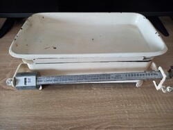 Régi Adler gyártmányú konyhai zománcozott tálas mérleg tökéletesen működik