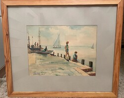 Akvarell életkép, Balatonalmádi (Takács Gyula, 1967.júl.)