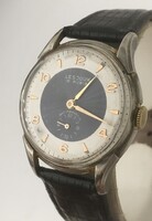 LES JOUX eredeti, felújított 15 Köves svájci óra, karóra külön másodperc mutatóval, bőr szíjjal