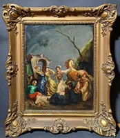 Vydai Brenner Nándor: Leányrablás, 1930-as évek (olaj-vászon) blondel keretben - Vidai Brenner N.