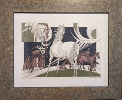 Kádas István, gyönyörű egyedi grafika, különlegesség, nem nyomat, szép keretben