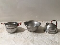 JÁTÉK EDÉNY - 3 db - BOGRÁCS - 9 x 4 cm - 6 x 5,5 cm - RÉGI - NÉMET - HIBÁTLAN