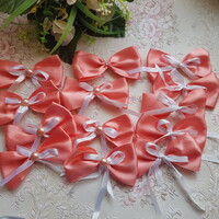 Peach colored satin bow ornament, decoration