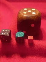 Retro társas játék dobó kockák, ébenfa csont berakással