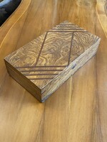 FA TÁROLÓ DOBOZ INTARZIA DÍSZÍTÉSSEL 45 X 24 X 11.5 CM