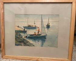 Akvarell életkép, Balatonalmádi (Takács Gyula, 1967.júl.)