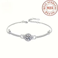 1 Karátos Moissanite Gyémánt Köves Karkötő 925 Tiszta Ezüst Hipoallergén Ékszer + Ékszerdoboz. Új.