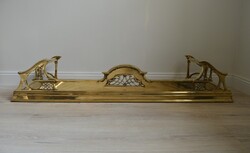 Díszes Antik Art Deco Angol réz kandallódísz, szikrafogó, kandalló szikra védő