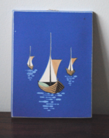 ART DECO, RETRO BALATONI VITORLÁSOK SZUVENÍR KERÁMIA FALIDÍSZ, FALIKÉP