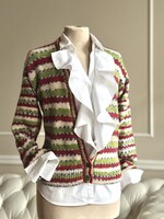 42-44-es gyapjú, kézzel kötött kardigán kagylógombokkal