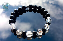 Ónix - Rutiltűs Kvarc ásványkarkötő