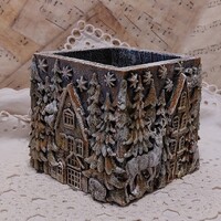 Steampunk - Téli erdő asztali tartó