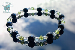 Ónix - Labradorit - Olivin ásványkarkötő